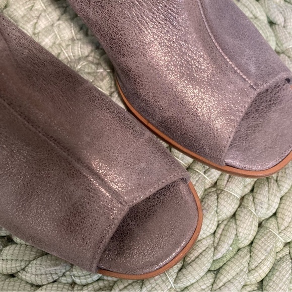 Paul Green Cayenne Bronze Metallic Leather Open Toe Heel Booties - Picture 6 of 10